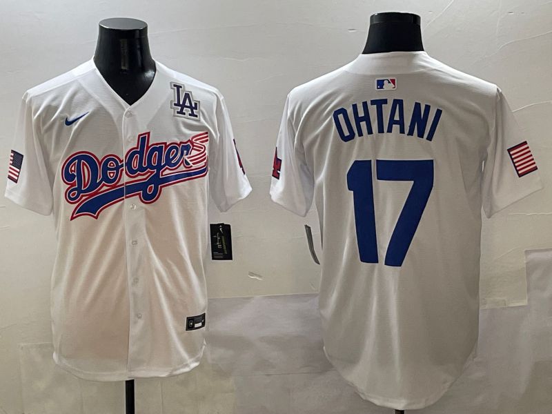 Men Los Angeles Dodgers 17 Ohtani White Second generation Joint Name Nike 2025 MLB Jersey style 9